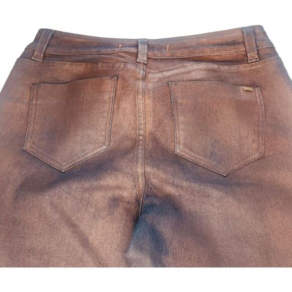 Max Studio | Brown & Navy Iridescent Straight Leg Denim Jeans Size 8 | EUC - Picture 12 of 14